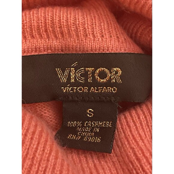 Coral Cashmere Sweater Victor Alfaro Women's Size S Turtleneck Pullover Fall - Picture 3 of 11
